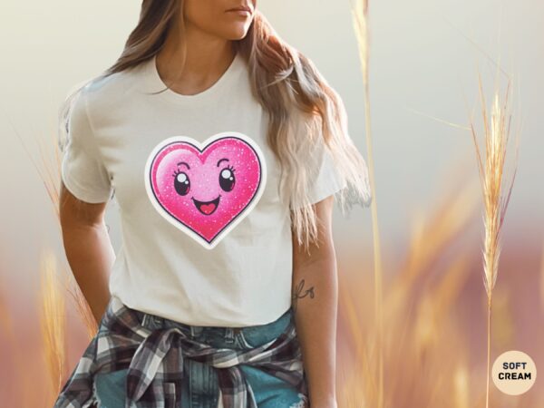 Hot Pink Heart Graphic Cheerful Love T-Shirt - Image 15