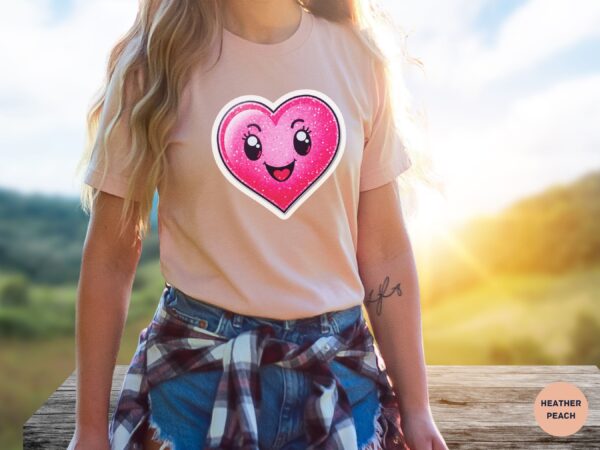 Hot Pink Heart Graphic Cheerful Love T-Shirt - Image 14