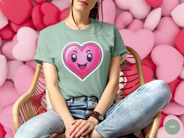 Hot Pink Heart Graphic Cheerful Love T-Shirt - Image 13