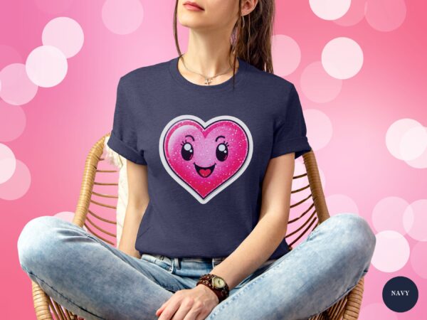 Hot Pink Heart Graphic Cheerful Love T-Shirt - Image 8