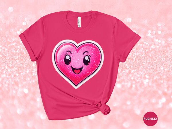 Hot Pink Heart Graphic Cheerful Love T-Shirt - Image 16