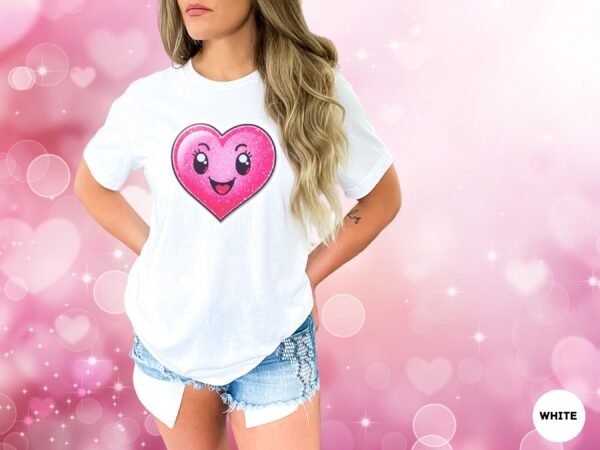 Hot Pink Heart Graphic Cheerful Love T-Shirt - Image 3