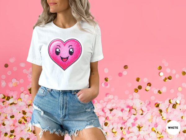 Hot Pink Heart Graphic Cheerful Love T-Shirt - Image 4