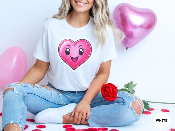 Hot Pink Heart Graphic Cheerful Love T-Shirt - Image 19