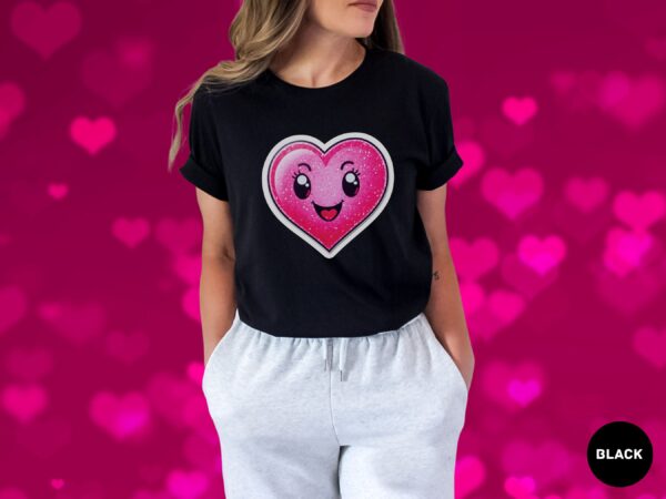 Hot Pink Heart Graphic Cheerful Love T-Shirt - Image 12