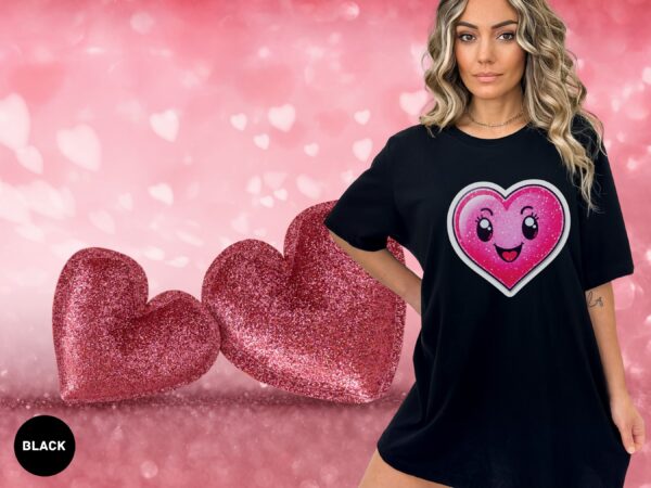 Hot Pink Heart Graphic Cheerful Love T-Shirt - Image 11