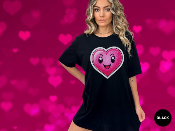 Hot Pink Heart Graphic Cheerful Love T-Shirt - Image 10