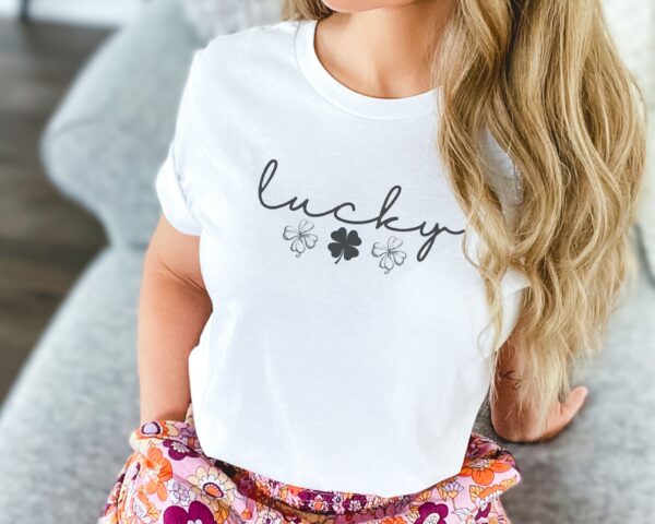 Lucky Shamrock T-Shirt, Saint Patricks Day Four Leaf Clover Tee - Image 5