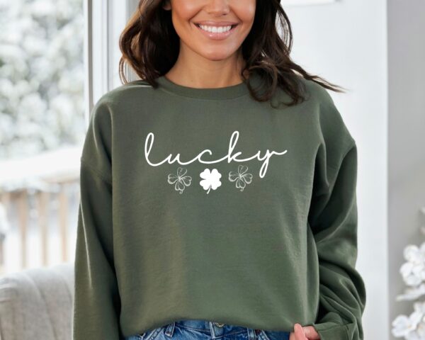 Lucky Clover St Patrick's Day Sweatshirt Lucky Four leaf Shamrock Saint Patrick's Day - Image 34