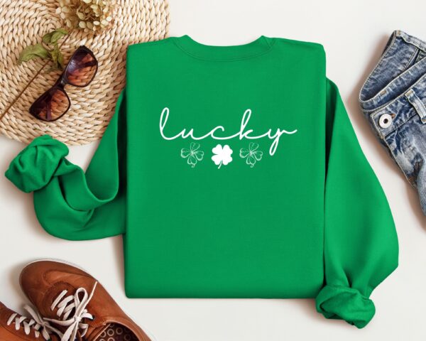 Lucky Clover St Patrick's Day Sweatshirt Lucky Four leaf Shamrock Saint Patrick's Day - Image 29