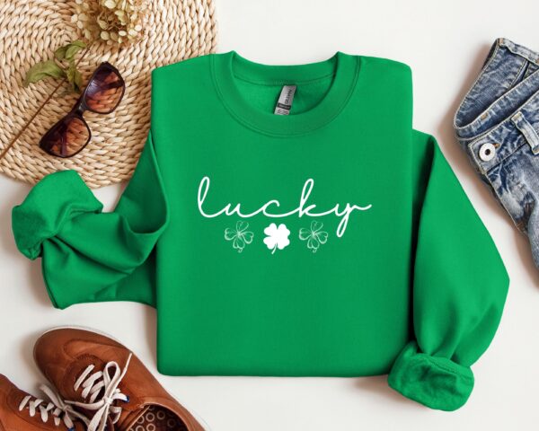 Lucky Clover St Patrick's Day Sweatshirt Lucky Four leaf Shamrock Saint Patrick's Day - Image 28
