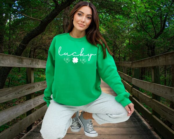 Lucky Clover St Patrick's Day Sweatshirt Lucky Four leaf Shamrock Saint Patrick's Day - Image 27