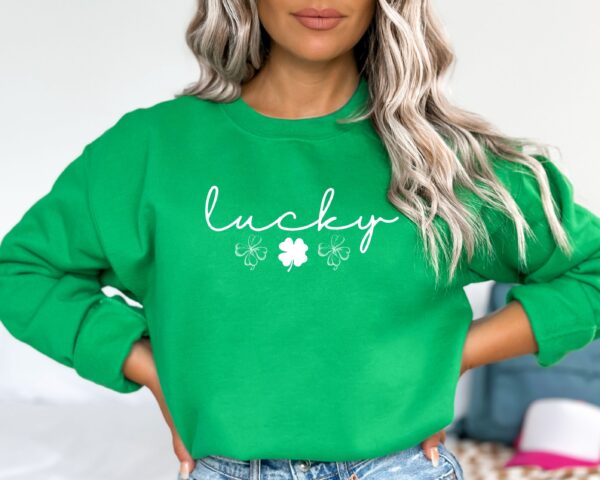Lucky Clover St Patrick's Day Sweatshirt Lucky Four leaf Shamrock Saint Patrick's Day - Image 24