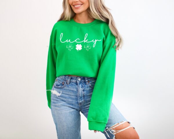 Lucky Clover St Patrick's Day Sweatshirt Lucky Four leaf Shamrock Saint Patrick's Day - Image 25