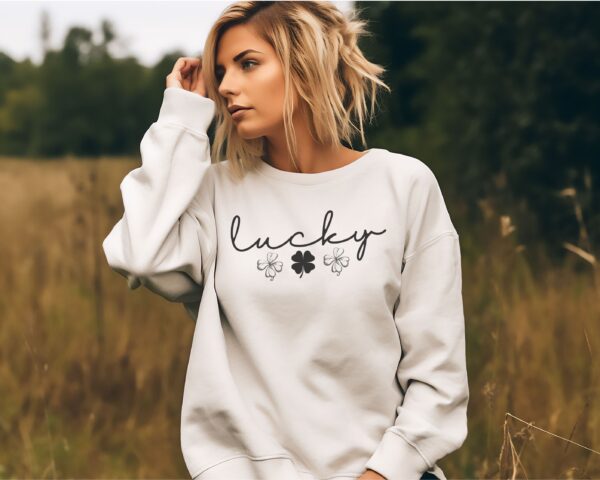 Lucky Clover St Patrick's Day Sweatshirt Lucky Four leaf Shamrock Saint Patrick's Day - Image 50