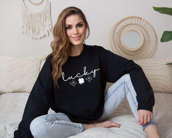 Lucky Clover St Patrick's Day Sweatshirt Lucky Four leaf Shamrock Saint Patrick's Day - Image 47