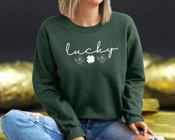 Lucky Clover St Patrick's Day Sweatshirt Lucky Four leaf Shamrock Saint Patrick's Day - Image 40