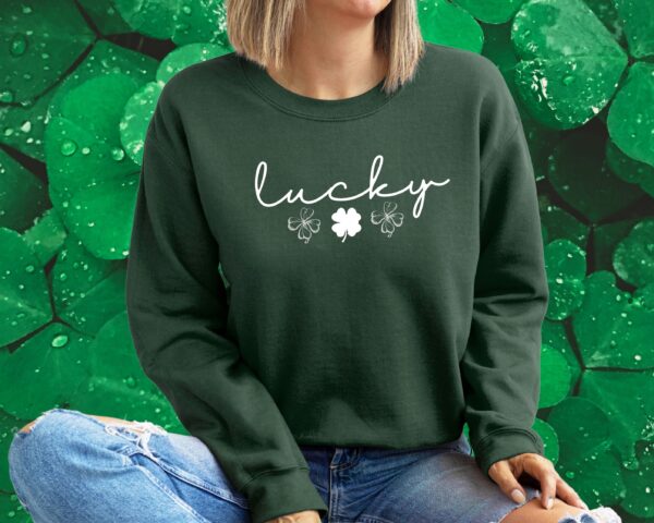 Lucky Clover St Patrick's Day Sweatshirt Lucky Four leaf Shamrock Saint Patrick's Day - Image 39