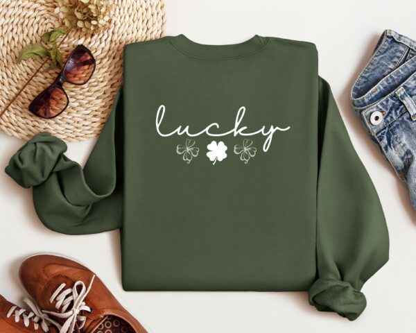 Lucky Clover St Patrick's Day Sweatshirt Lucky Four leaf Shamrock Saint Patrick's Day - Image 37