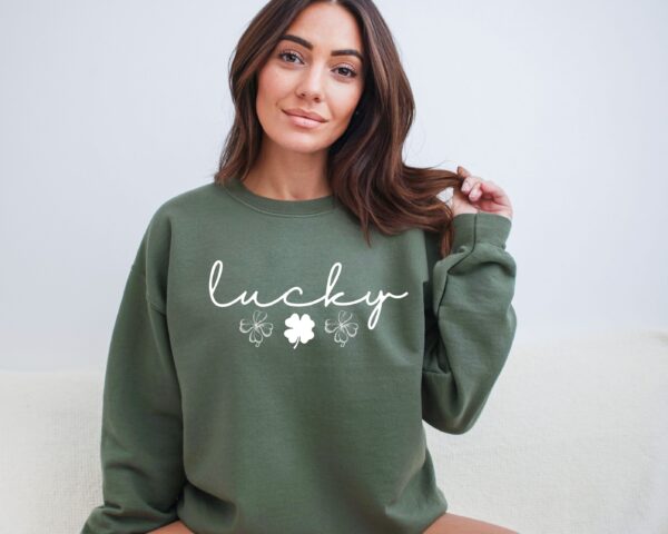 Lucky Clover St Patrick's Day Sweatshirt Lucky Four leaf Shamrock Saint Patrick's Day - Image 36