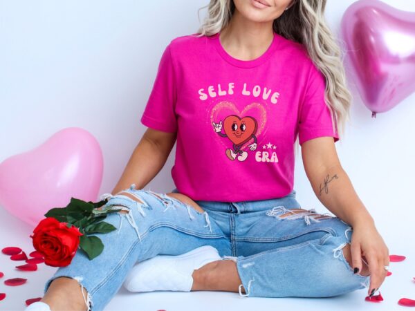 Self Love Era Retro Valentines Day T-Shirt Love Heart Shirt - Image 23