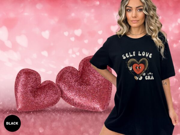 Self Love Era Retro Valentines Day T-Shirt Love Heart Shirt - Image 2