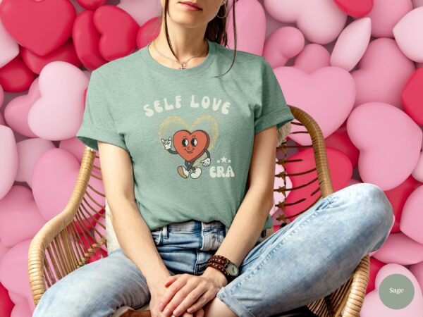 Self Love Era Retro Valentines Day T-Shirt Love Heart Shirt - Image 12