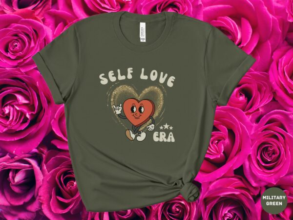 Self Love Era Retro Valentines Day T-Shirt Love Heart Shirt - Image 13