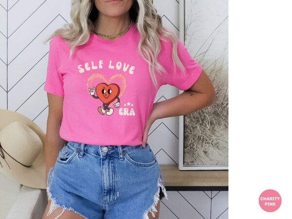 Self Love Era Retro Valentines Day T-Shirt Love Heart Shirt - Image 7
