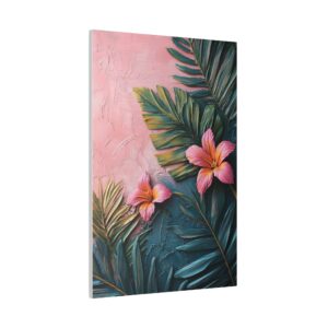 Pink Tropical Leaf Canvas Art - Elegant Floral Wall Decor with Eco-Friendly Frame