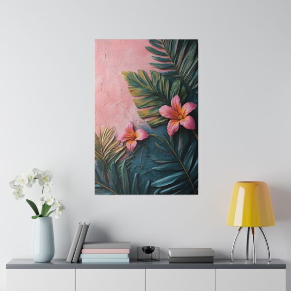 Pink Tropical Leaf Canvas Art - Elegant Floral Wall Decor with Eco-Friendly Frame - Image 4