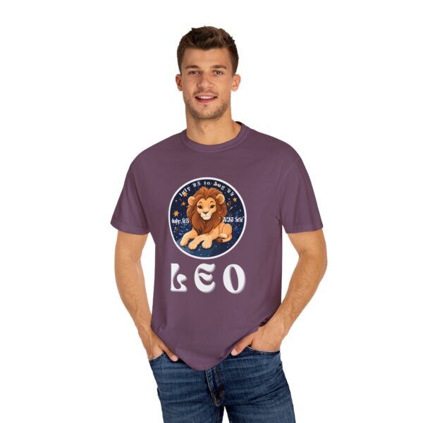 Leo Zodiac Comfort Colors 1717 Tee, Celestial Lion Shirt, Vintage Astrology Gift, Leo Birthday Oversized T-Shirt - Image 3