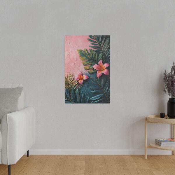 Pink Tropical Leaf Canvas Art - Elegant Floral Wall Decor with Eco-Friendly Frame - Image 3