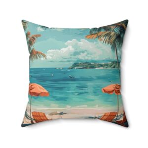 Tropical Beach Paradise Decorative Pillow | Coastal Vibes Home Accent