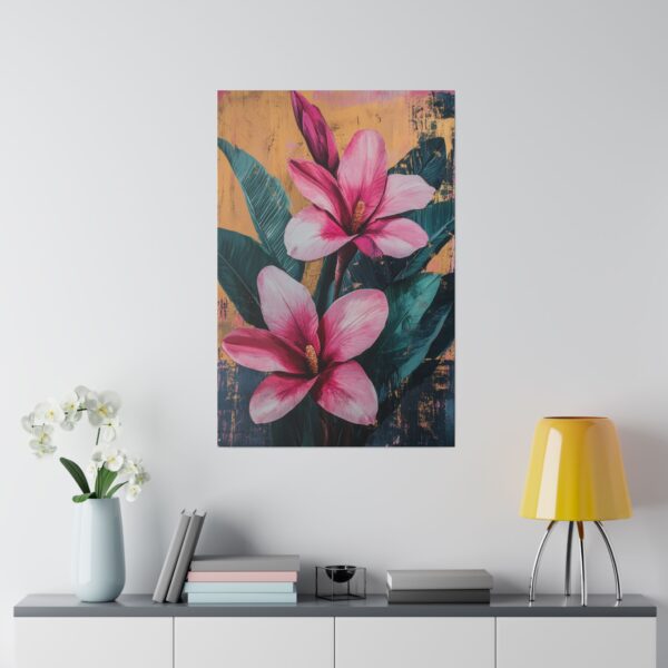 Pink Tropical Blossom Canvas Art - Vibrant Floral Wall Decor for a Refreshing Home - Image 4