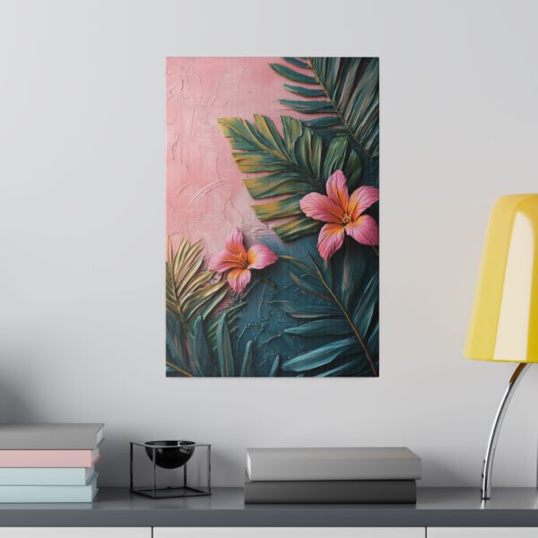 Pink Tropical Leaf Canvas Art - Elegant Floral Wall Decor with Eco-Friendly Frame - Image 12