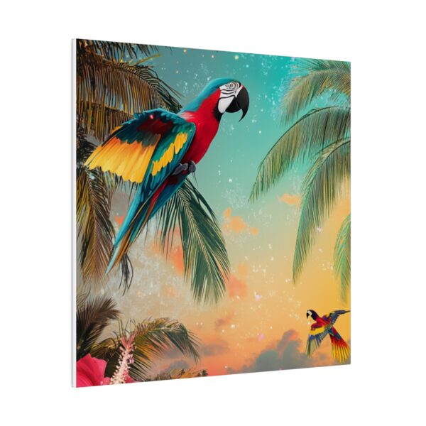 Tropical parrot wall art with colorful beach vibes for home decor.