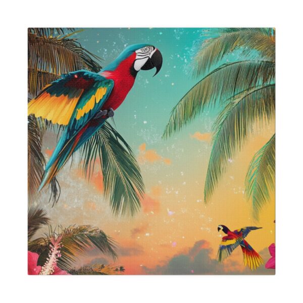 Jungle and beach-inspired tropical parrot wall art for home decor