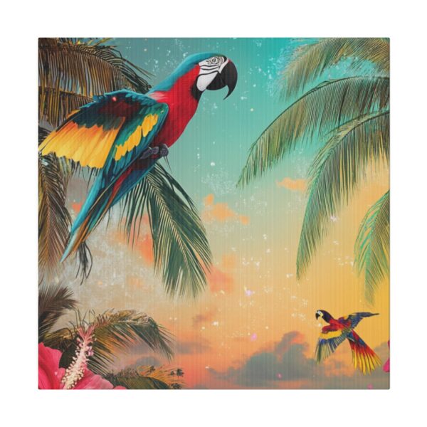 Vibrant parrot and tropical jungle wall art perfect for coastal decor.