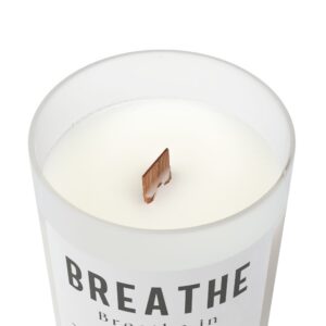Breathe Aromatherapy Candle – 11oz Frosted Glass, Clean-Burning Coconut Soy Wax, Wooden Wick – Luxury Self-Care Candle for Relaxation & Stress Relief