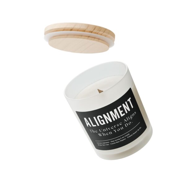 Alignment Scented Candle – 11oz Frosted Glass, Wooden Wick, Clean-Burning Coconut Soy Wax for Meditation & Relaxation - Image 4