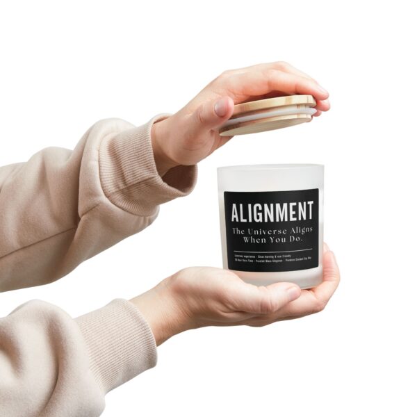 Alignment Scented Candle – 11oz Frosted Glass, Wooden Wick, Clean-Burning Coconut Soy Wax for Meditation & Relaxation - Image 5