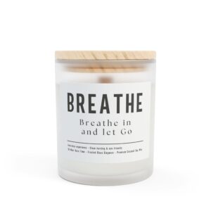 Breathe Aromatherapy Candle – 11oz Frosted Glass, Clean-Burning Coconut Soy Wax, Wooden Wick – Luxury Self-Care Candle for Relaxation & Stress Relief