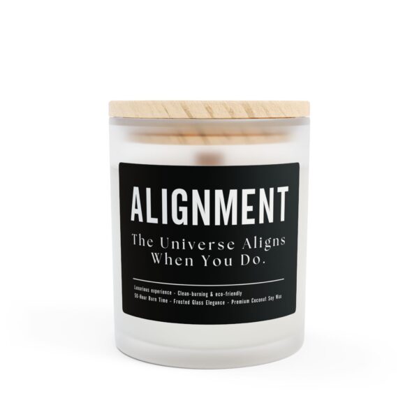 Alignment Scented Candle – 11oz Frosted Glass, Wooden Wick, Clean-Burning Coconut Soy Wax for Meditation & Relaxation - Image 9