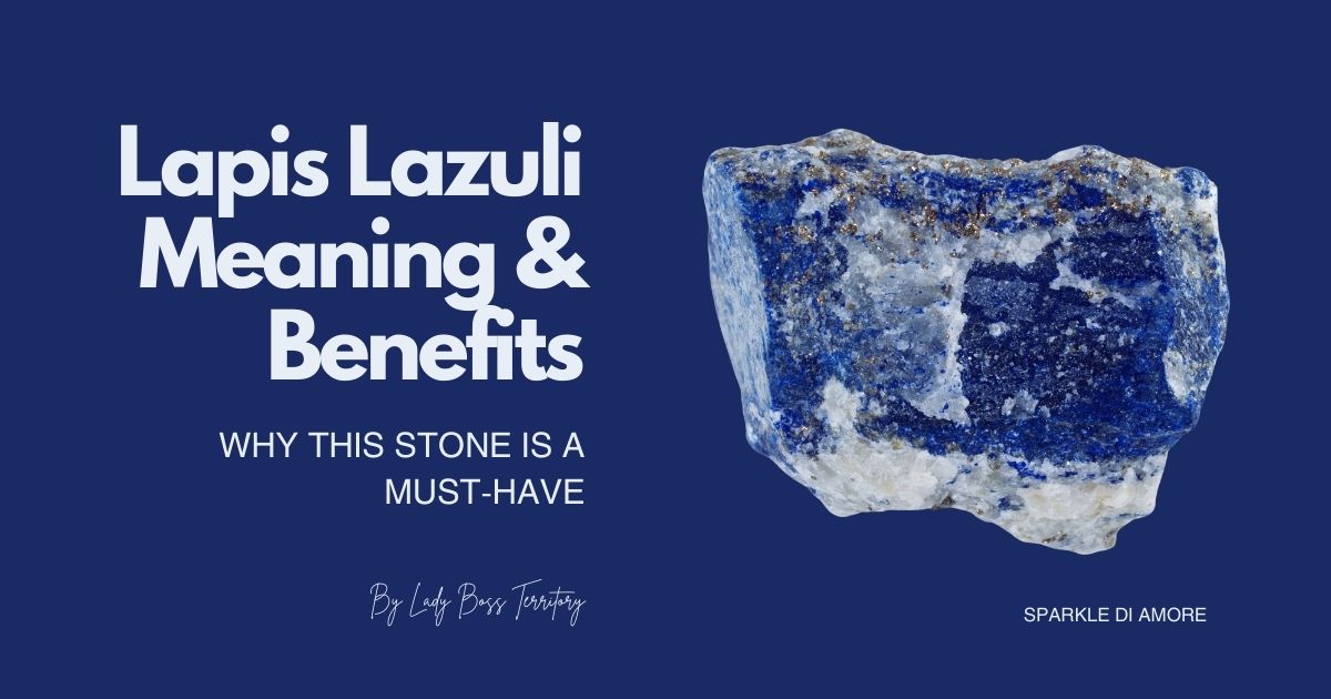 Lapis Lazuli raw stone close-up on a deep blue background, representing its spiritual meaning, healing benefits, and symbolic importance.