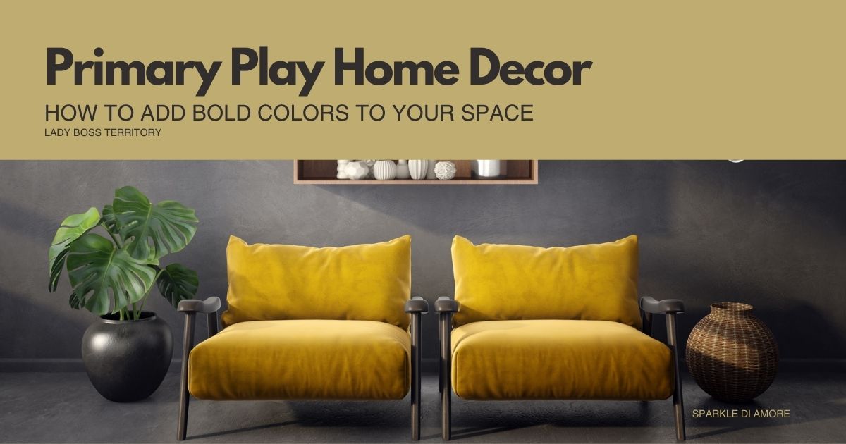 Modern living room with bold yellow armchairs, dark accent wall, and stylish decor showcasing primary play home decor style.