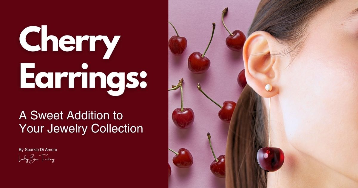 Elegant cherry earrings featuring real cherries as a fashionable and unique jewelry accessory.