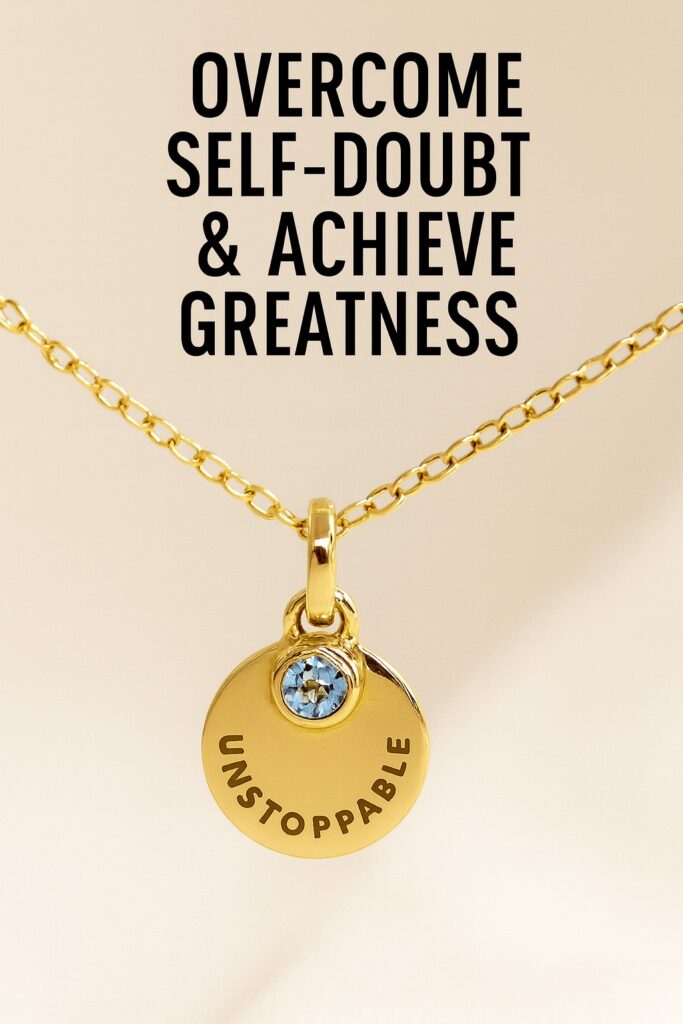 Gold Unstoppable necklace for manifestation and mindset empowerment with crystal charm