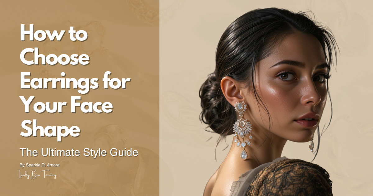 Elegant woman wearing statement earrings, showcasing the best earring choice for different face shapes.