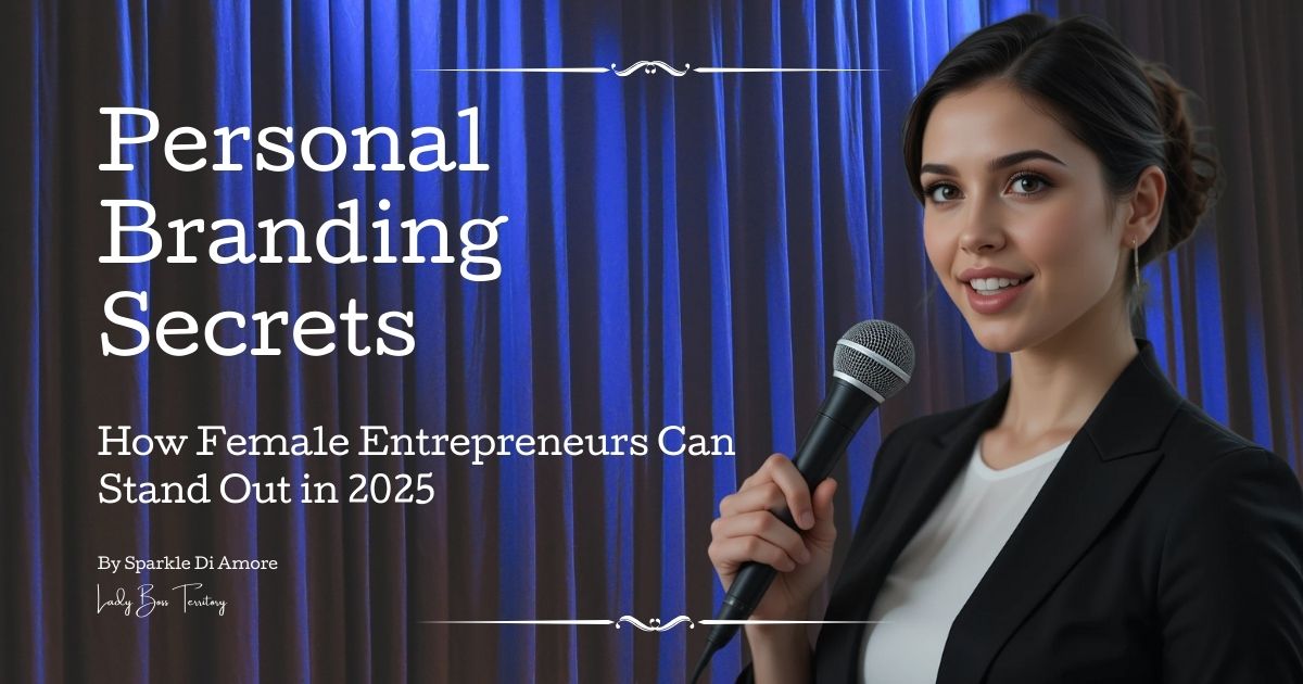 Personal Branding Secrets - How Female Entrepreneurs Can Stand Out in 2025 | Confident woman in a suit holding a microphone on stage.